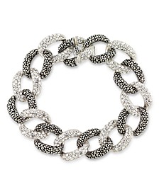 Marcasite and Crystal Pave Oval Link 7 1/2" Bracelet in Sterling Silver