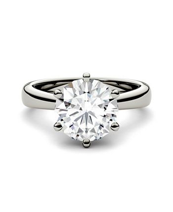Charles & Colvard - Moissanite Solitaire Engagement Ring 3-1/10 ct. t.w. Diamond Equivalent in 14k White or Yellow Gold