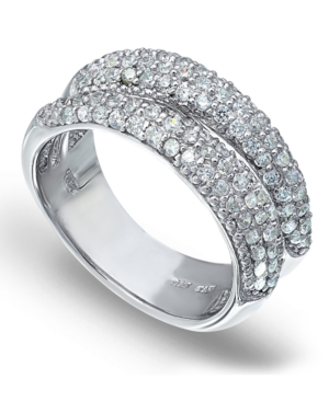 image of Pave Cubic Zirconia Band Ring in Fine Silver Plate