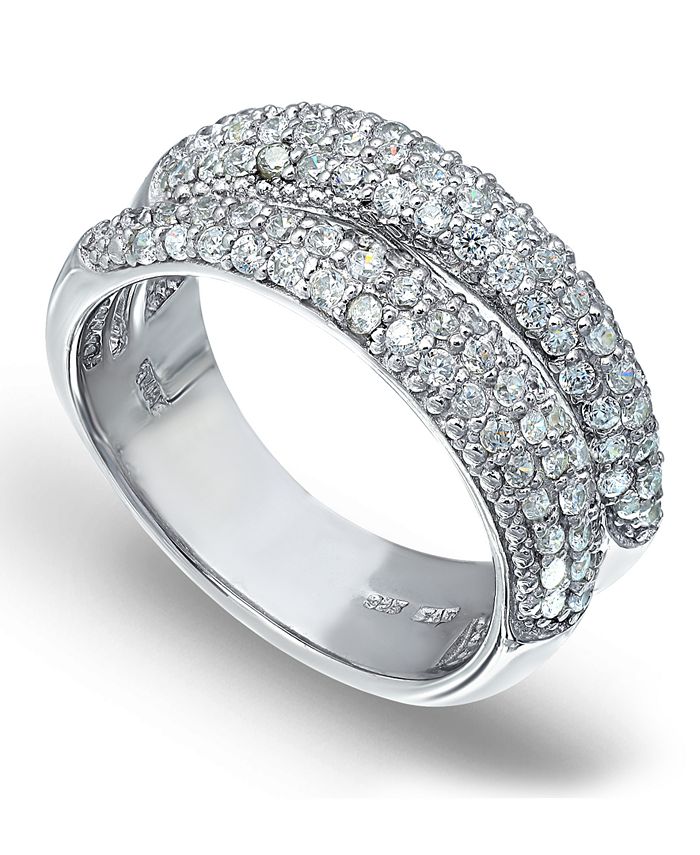 Macy's Pavé Cubic Zirconia Band Ring in Fine Silver Plate & Reviews