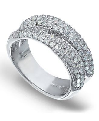 Pavé Cubic Zirconia Band Ring in Silver Plate - Macy's