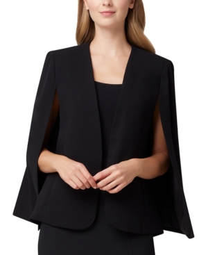 Tahari Asl Crepe Cape Jacket In Black ModeSens