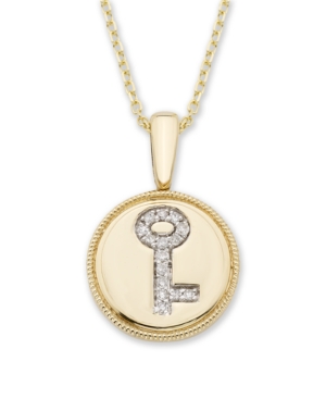 image of Diamond (1/20 ct. t.w.) Key Pendant in 14k Yellow or Rose Gold