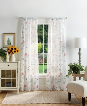 Martha Stewart Collection Martha's Garden Poletop Curtain Panel Set, 84", Created For Macy's In Multi