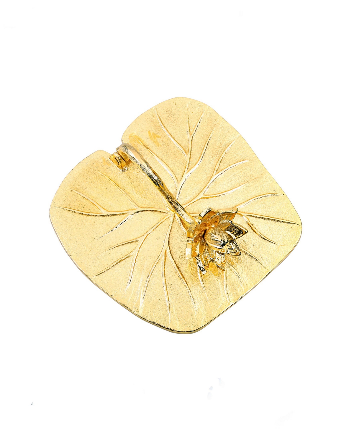 Classic TouchTone Square Napkin Holder with Lotus Flower Design - Gold