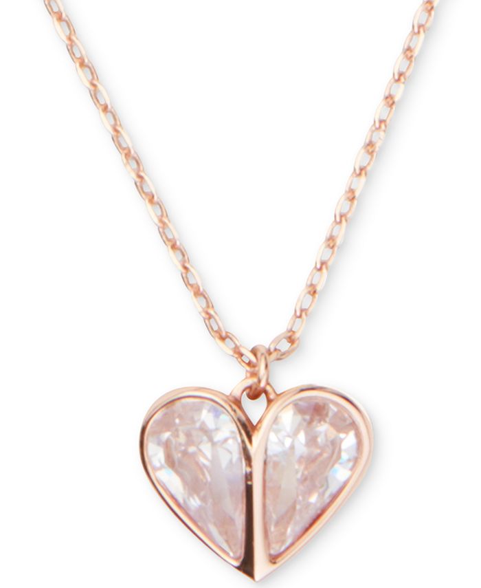 kate spade new york Crystal Heart Pendant Necklace, 17" + 3" extender