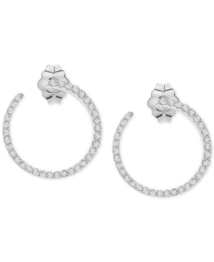image of Diamond Small Front & Back Hoop Earrings (1/4 ct. t.w.) in 10k White Gold, .58