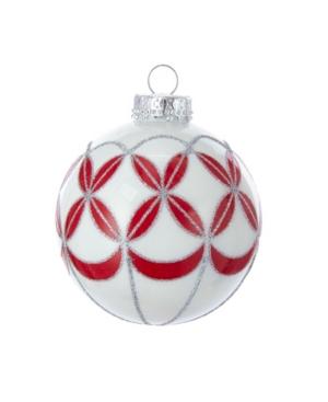 UPC 086131447945 product image for Kurt Adler 80MM White with Red Pattern Glass Ornaments, 6-Piece Box | upcitemdb.com