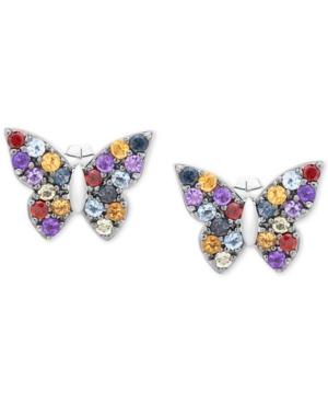 image of Multi-Gemstone Butterfly Stud Earrings (7/8 ct. t.w.) in Sterling Silver