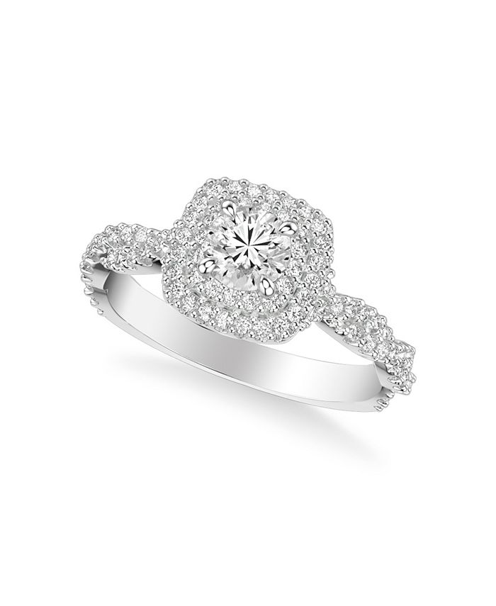 Macy's - Diamond Halo Engagement Ring (7/8 ct. t.w.) in 14k White, Rose or Yellow Gold