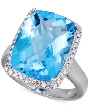 image of Blue Topaz (12 ct. t.w.) & Diamond (1/3 ct. t.w.) Ring in Sterling Silver
