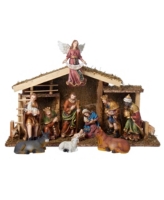 Kurt Adler 12-Piece Nativity Set with Wooden Stable
