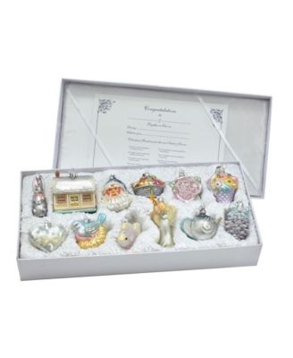 Kurt Adler - 3-4.375-Inch Noble Gems™ Newlywed's Glass Tree Box, Set of 12