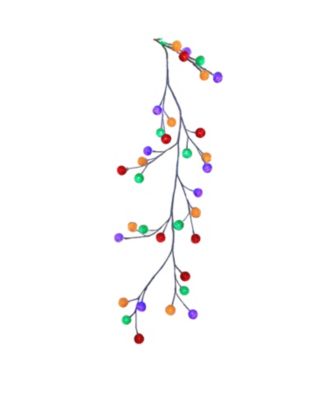 Kurt Adler - 6-Foot White Garland Multicolored Cotton Ball 48 Lights LED