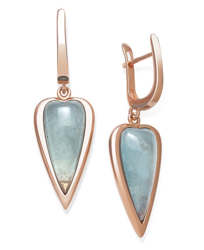 Macy's - Milky Aquamarine 20x8x3.5mm Drop Earrings in Rose Gold over Silver