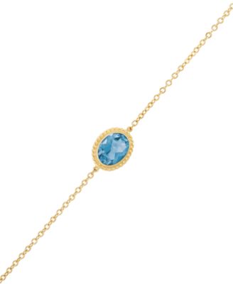 Gemstone Twist Gallery Bracelet in 14k Yellow Gold (Available in Opal, Peridot, Blue Topaz, Amethyst, Garnet & Citrine)