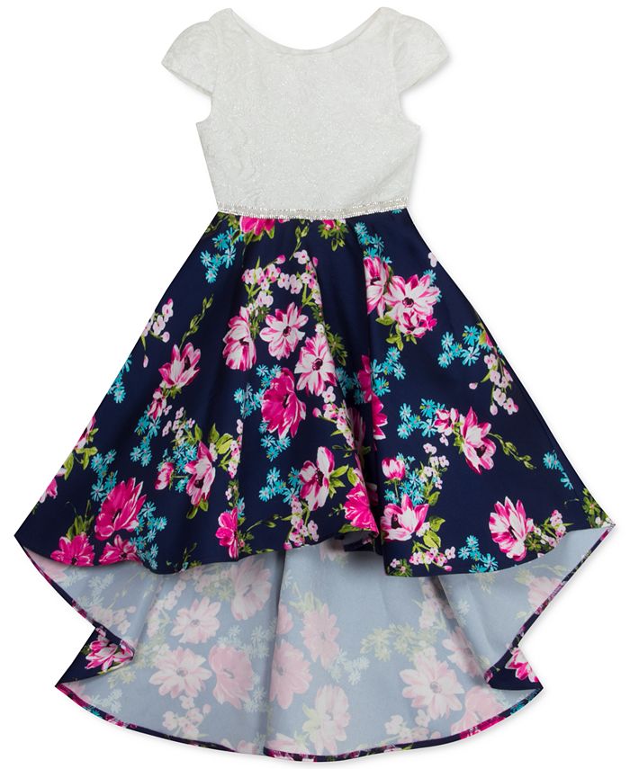 Rare Editions Toddler Girls Lace-Bodice Floral-Skirt Mikado High-Low ...