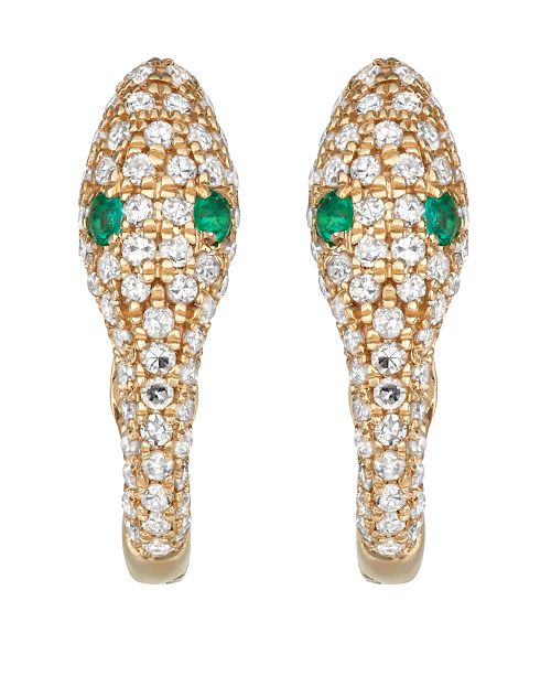 Serena Williams Jewelry Diamond 1 3 Ct T W And Emerald 1 20 Ct T W Serpent Earrings In 14k Yellow Gold Reviews Earrings Jewelry Watches Macy S