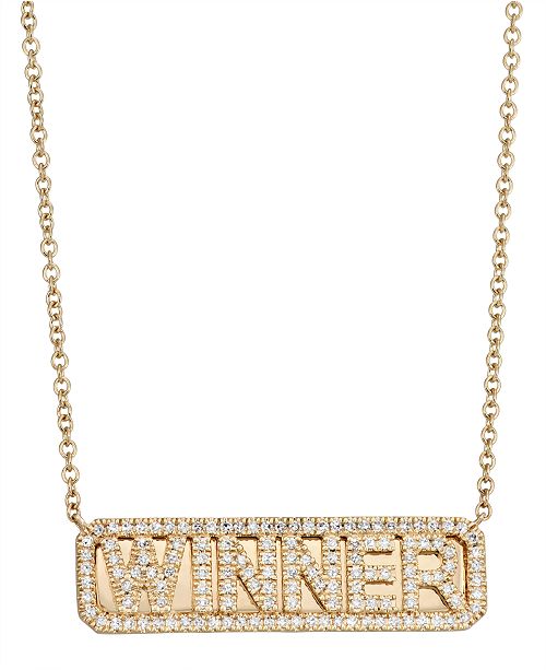Serena Williams Jewelry Diamond 1 3 Ct T W Winner Id Necklace In 14k Yellow Gold Reviews Necklaces Jewelry Watches Macy S
