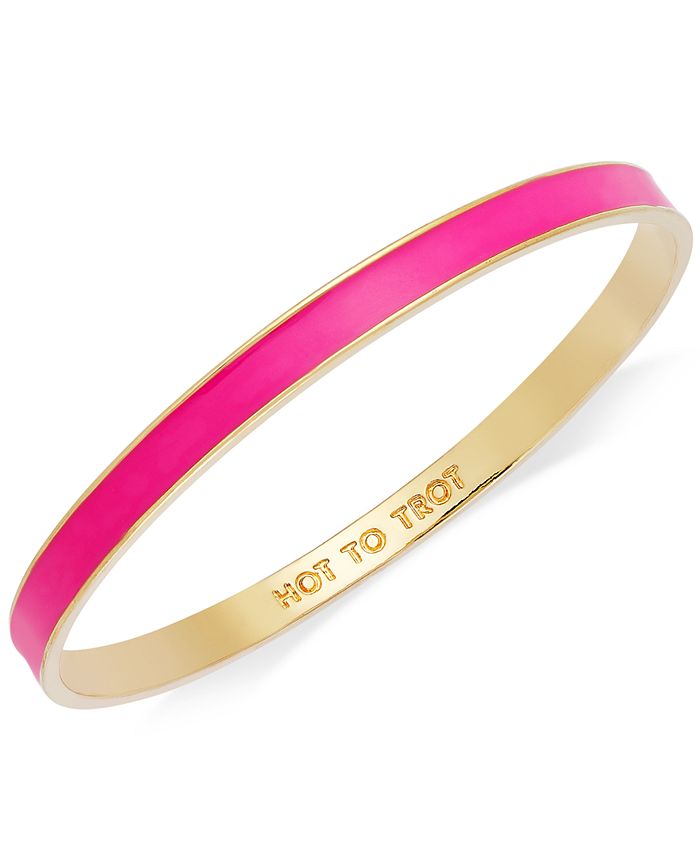 Stack of 3, Hot Pink Bangles with Gold Accent Bracelet