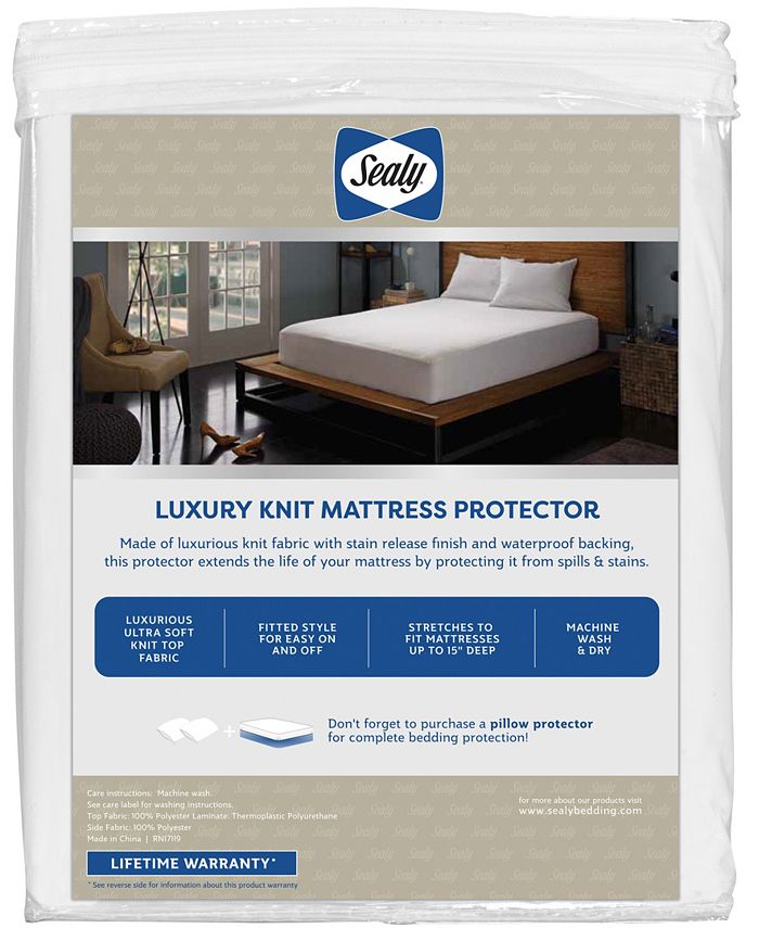 Sealy - Luxury Knit Fitted Mattress Protector, Full