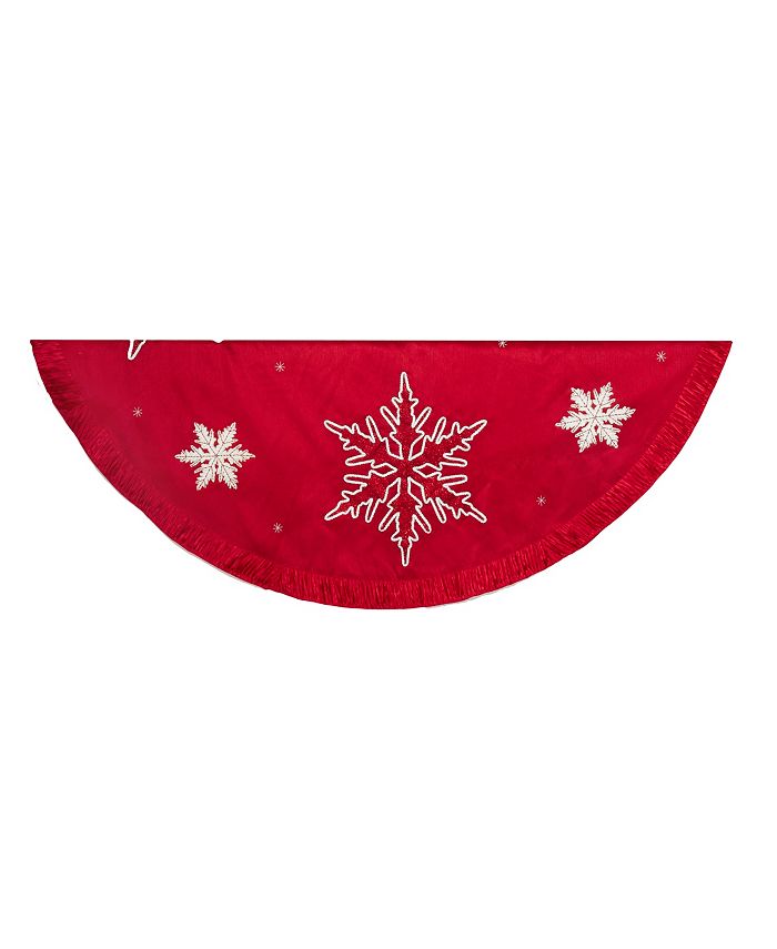 Kurt Adler 60-Inch Red Snowflake Embroidered and Pleated Tree skirt ...