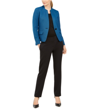 image of Le Suit One-Button Contrast-Color Pantsuit