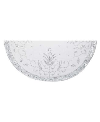 Kurt Adler - 48-Inch Silver Hand Embroidered Treeskirt