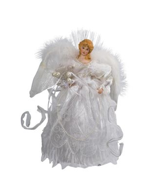 Kurt Adler - 12-Inch White and Silver Fiber Optic LED Angel Treetop