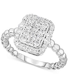 Lab-Created Diamond Rectangle Cluster Halo Statement Ring (3/4 ct. t.w.) in Sterling Silver