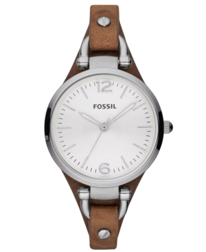 image of Fossil Women-s Georgia Brown Leather Strap Watch 32mm ES3060