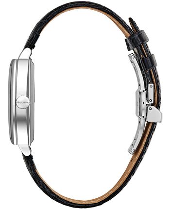 Bulova - Men's Swiss Automatic Joseph Black Leather Strap Watch 33x33.5mm