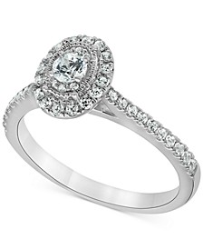 Diamond Oval Halo Engagement Ring (1/2 ct. t.w.) in 14k White gold