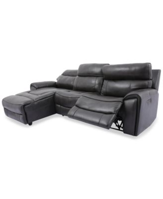 Furniture - Hutchenson 3-Pc. Leather Chaise Sectional with Power Recliner and Power Headrest