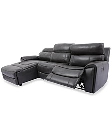 Hutchenson 3-Pc. Leather Chaise Sectional with Power Recliner and Power Headrest