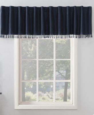 Evelina Faux Dupioni Silk Beaded Tassels Thermal Extreme 100% Blackout Back Tab Curtain Valance