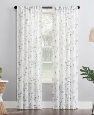 No. 918 Delia Embroidered Floral Sheer Curtain Collection In Ivory