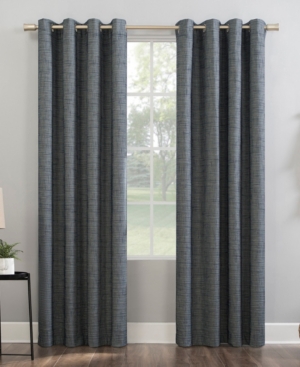 Sun Zero Kline Burlap Weave 52" X 84" Thermal Blackout Curtain Panel In Blue