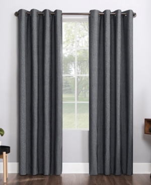 Sun Zero Noir 52" X 84" Textured Thermal Blackout Curtain Panel In Charcoal
