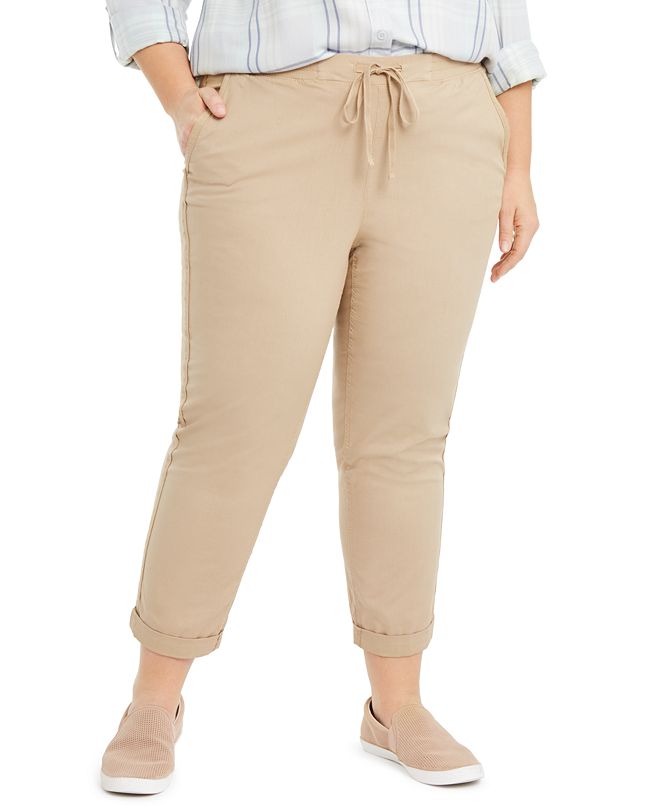 Style & Co Plus Size Twill Tape Utility Pants, Created for Macy's ...