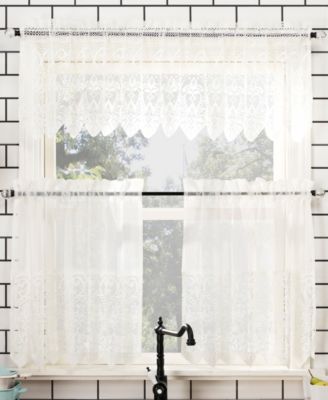 No. 918 - Joy 60" x 24" Macrame Lace Trim Valance and Tiers Set