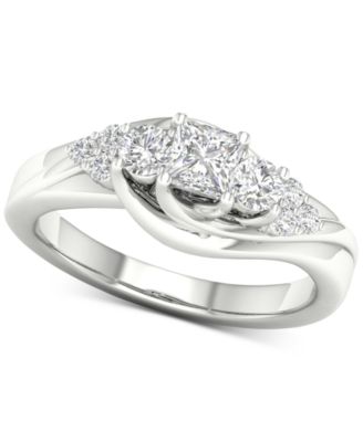 Diamond Princess Engagement Ring (3/4 ct. t.w.) in 14k White Gold - Macy's