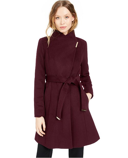 Michael Kors Asymmetrical Belted Coat Created For Macy S Reviews Coats Women Macy S