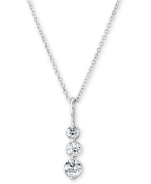 image of Certified Diamond Graduated Journey Pendant Necklace (1/2 ct. t.w.) in 14k White Gold, 16