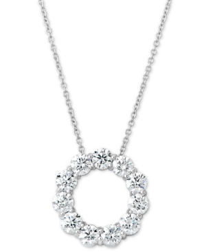 image of Certified Diamond Circle Pendant Necklace (2 ct. t.w.) in 14k White Gold, 16