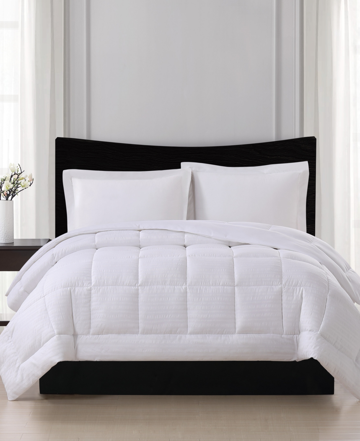 London Fog Embossed Stripe Seersucker Down Alternative Comforter, King