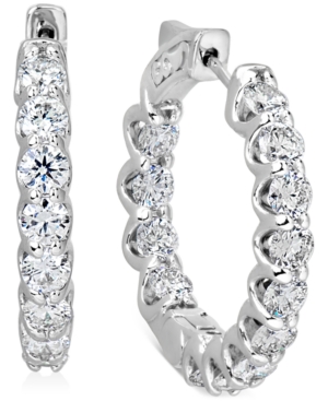 image of Igi Certified Diamond Small Hoop Earrings (4 ct. t.w.) in 14k White Gold, 1