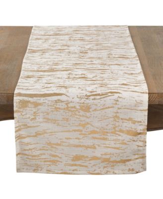 Distressed Foil Metallic Design Glam Cotton Table Runner