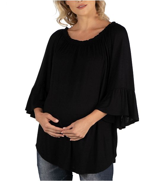 24seven Comfort Apparel Maternity Peasant Top Round Neck And Bell Sleeves Reviews Dresses Women Macy S