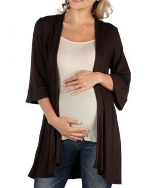 image of 24Seven Comfort Apparel Open Front Elbow Length Sleeve Maternity Cardigan